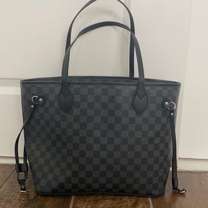 Black checkered tote purse